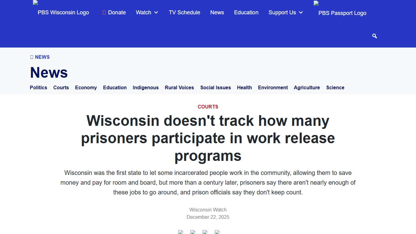 Wisconsin doesn't track how many prisoners participate in work release programs